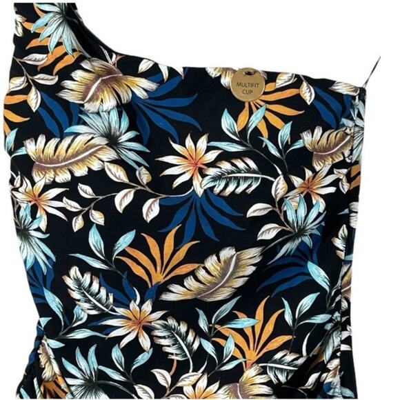 Nip Tuck Rhonda One-Shoulder Tropical Leaf Swimsuit NWT Size 4 - Picture 3 of 13